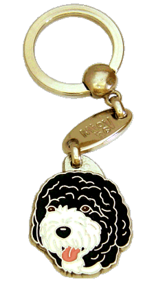 PORTUGUESE WATER DOG BLACK AND WHITE <br> (keyring, engraving included)